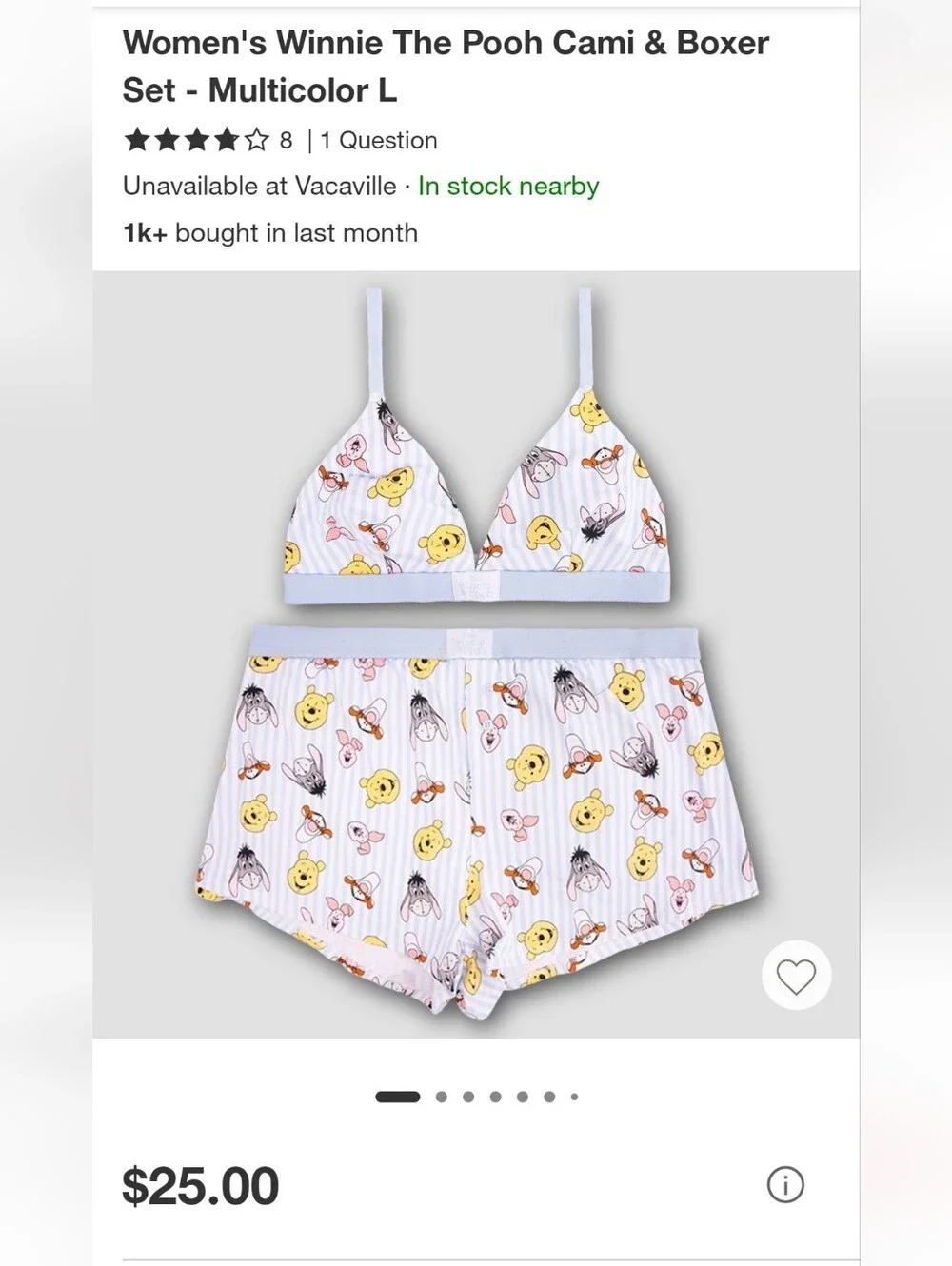 Women's Winnie The Pooh Cami & Boxer Sleep Set